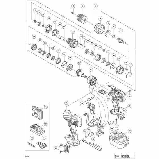 Hitachi DV14DBEL Spare Parts List