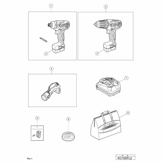 Hitachi KC10DFL2 Spare Parts List