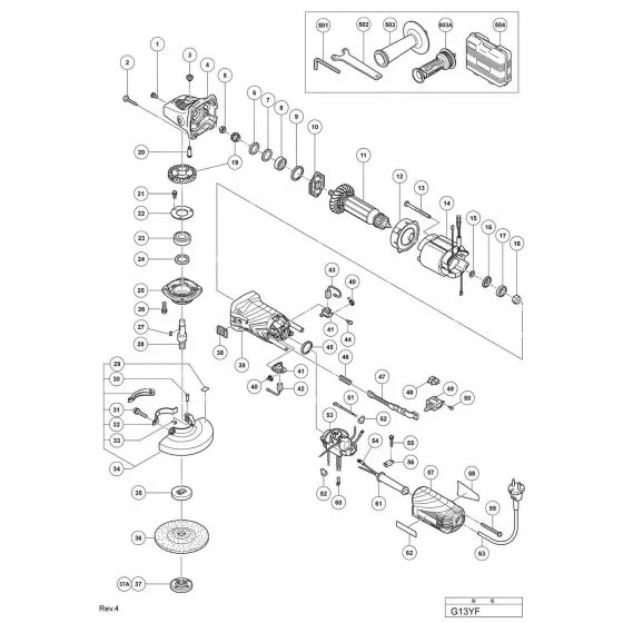 Hitachi G13YF Spare Parts List