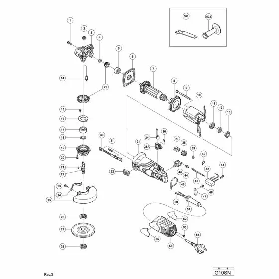 Hitachi G10SN Spare Parts List