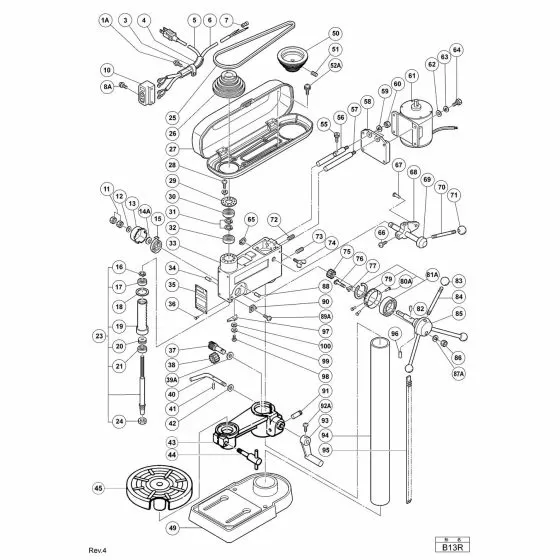 Hitachi B13R Spare Parts List