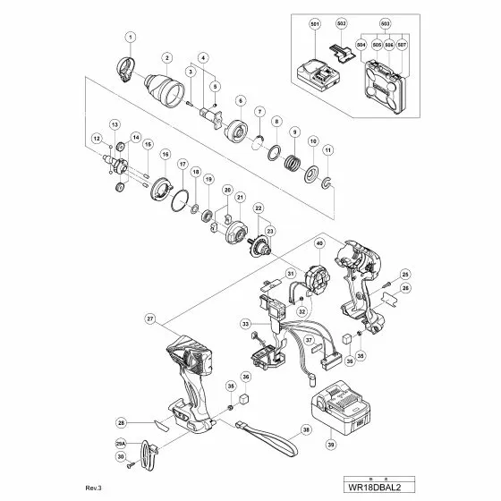 Hitachi WR18DBAL2 Spare Parts List