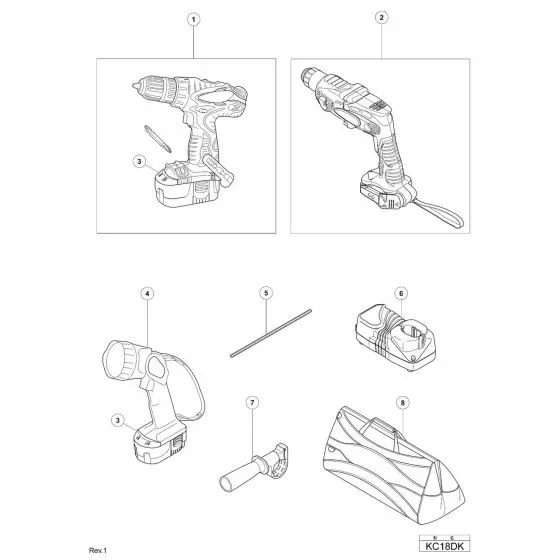 Hitachi KC18DK Spare Parts List