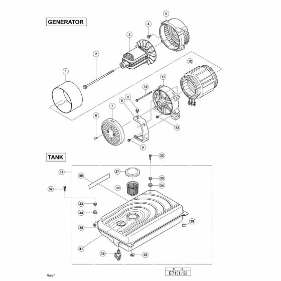 Hitachi E71 Spare Parts List