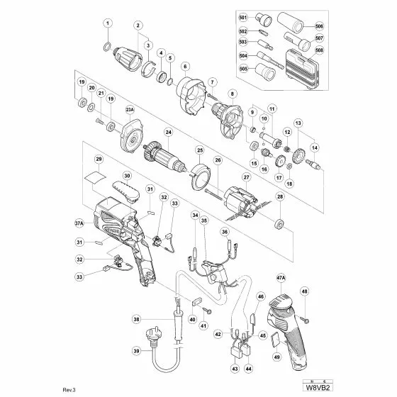 Hitachi W8VB2 Spare Parts List