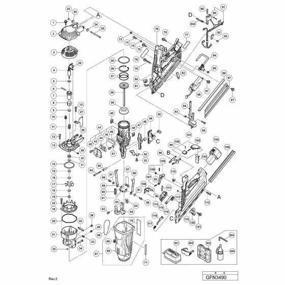 Hitachi GFN3490 Spare Parts List