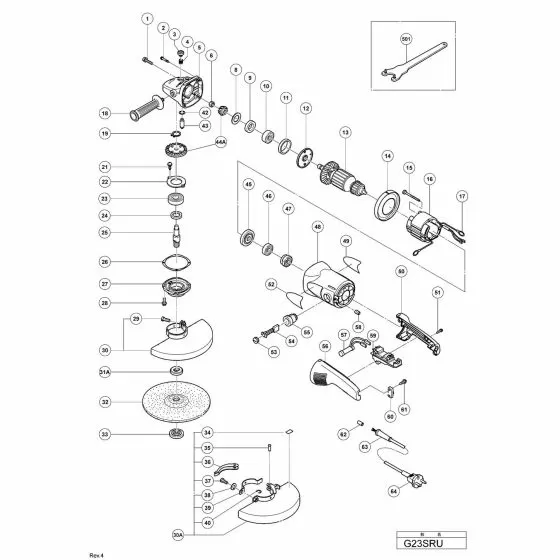 Hitachi G23SRU Spare Parts List