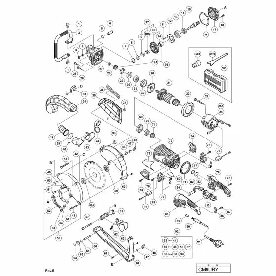 Hitachi CM9UBY Spare Parts List