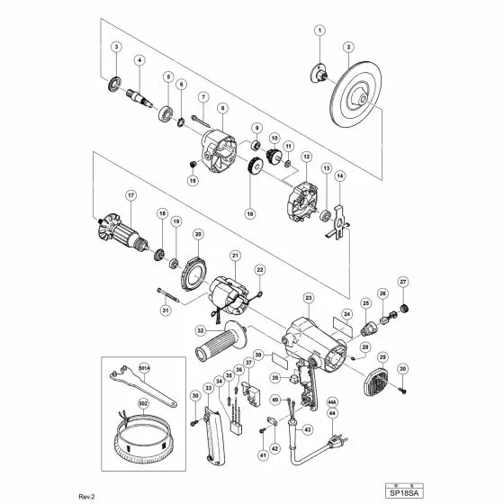 Hitachi SP18SA Spare Parts List