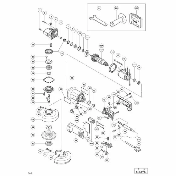 Hitachi G13YC Spare Parts List