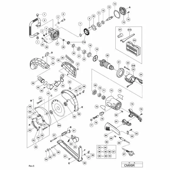 Hitachi CM9SR Spare Parts List