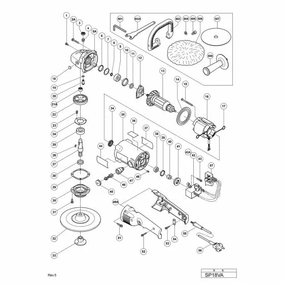 Hitachi SP18VA Spare Parts List