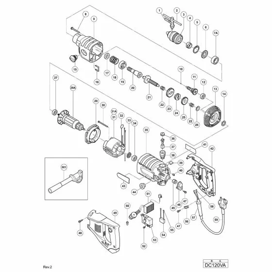 Hitachi DC120VA Spare Parts List