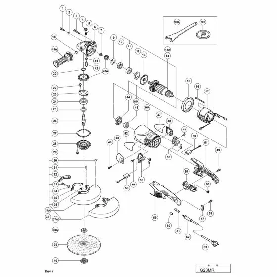 Hitachi G23MR Spare Parts List