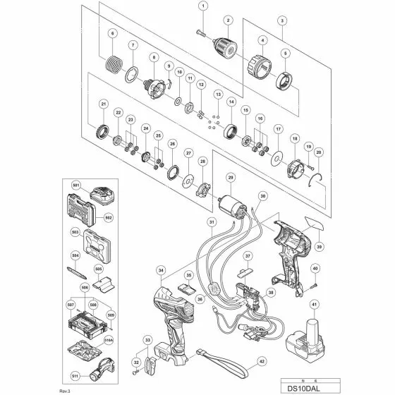 Hitachi DS10DAL Spare Parts List