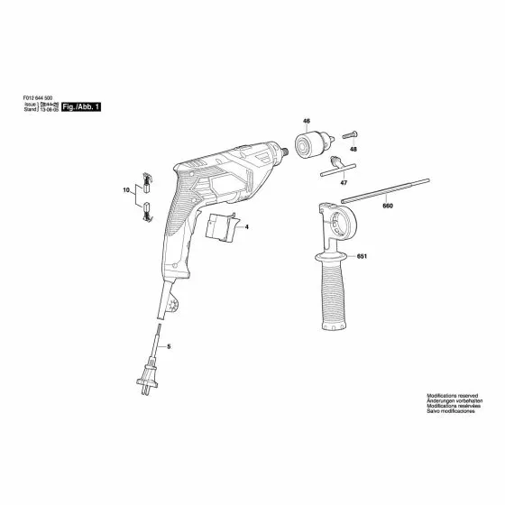 Skil 6445 Spare Parts List Type: F 012 644 500 120V USA