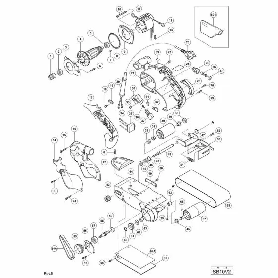 Hitachi SB10V2 Spare Parts List