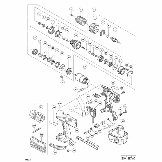 Hitachi DV18DVC Spare Parts List