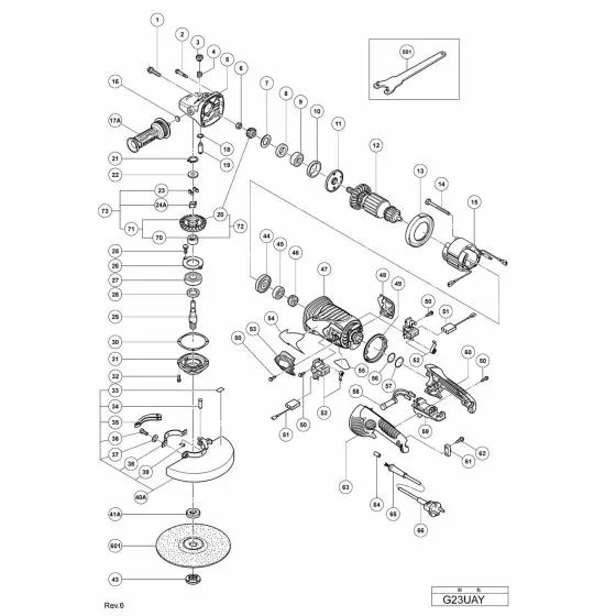 Hitachi G23UAY Spare Parts List