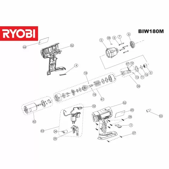 Ryobi BIW180M-5133001032 Spare Parts List