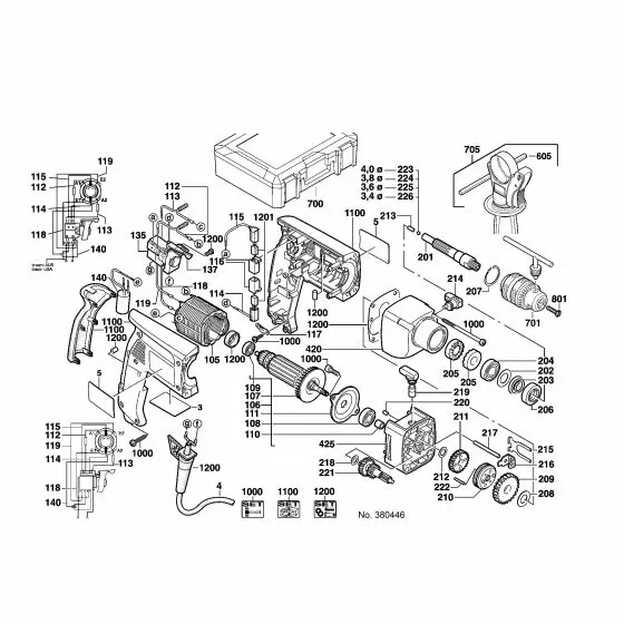 Milwaukee PD2E20R Spare Parts List