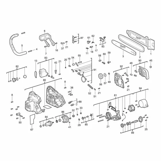 Buy A Milwaukee M18 FTHCHS30 Spare part or Replacement part for Your Top Handle Chainsaw 30CM and Fix Your Machine Today