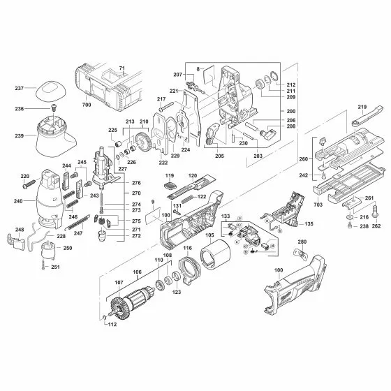 Milwaukee V28JSB Spare Parts List