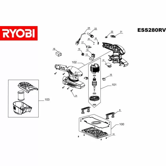 Ryobi ESS280RV Spare Parts List Serial No: 4000444127