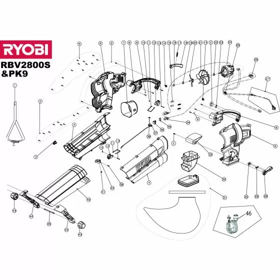 Ryobi RBV2800S Spare Parts List 