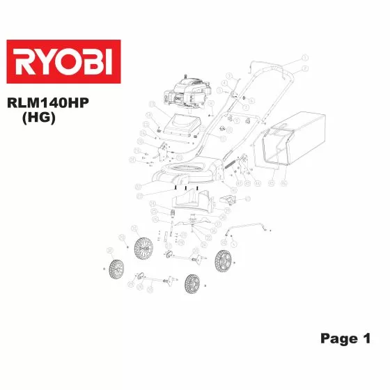 Ryobi RLM140HP Type No: 5133001727 Spare Part List