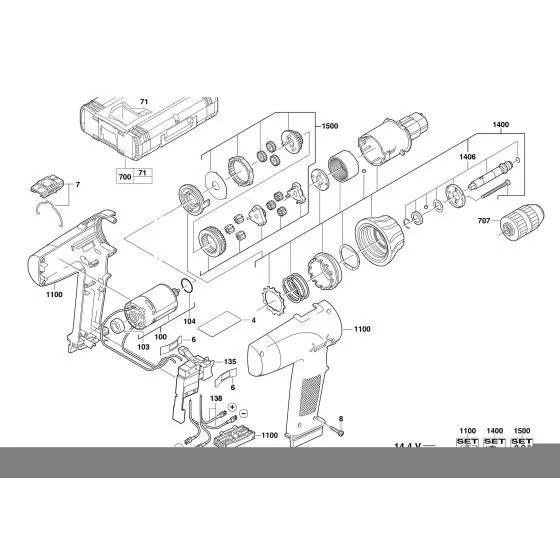 Milwaukee V18DD Spare Parts List