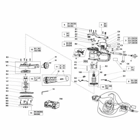 Buy A AEG EX150E  Spare part or Replacement part for Your Random Orbital Sander and Fix Your Machine Today