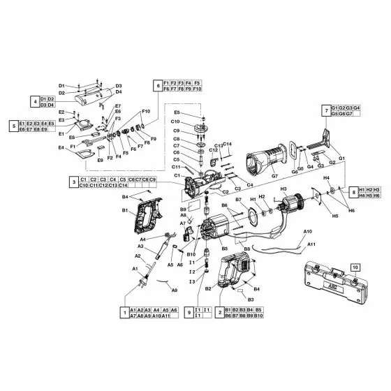 Buy A AEG US1300XE  Spare part or Replacement part for Your Reciprocating Saw and Fix Your Machine Today