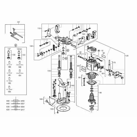 Buy A AEG OF2050E  Spare part or Replacement part for Your Router and Fix Your Machine Today