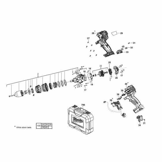 Milwaukee C14DD-22C Spare Parts List