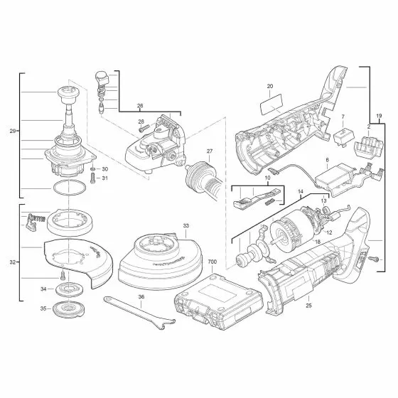 Buy A AEG BEWS18115X0  Spare part or Replacement part for Your Cordless Grinder and Fix Your Machine Today