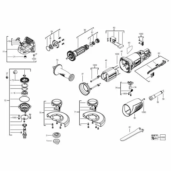 Milwaukee AG 1000 Spare Parts List Type: 4000458156