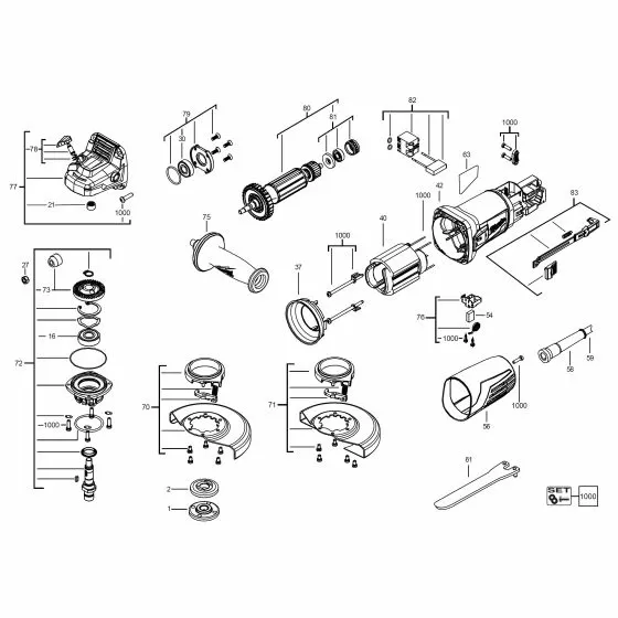 Milwaukee AG 1000 Spare Parts List Type: 4000458163