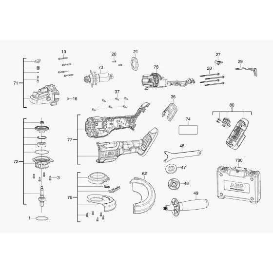 Buy A AEG BEWS18115BL302C  Spare part or Replacement part for Your Cordless Grinder and Fix Your Machine Today