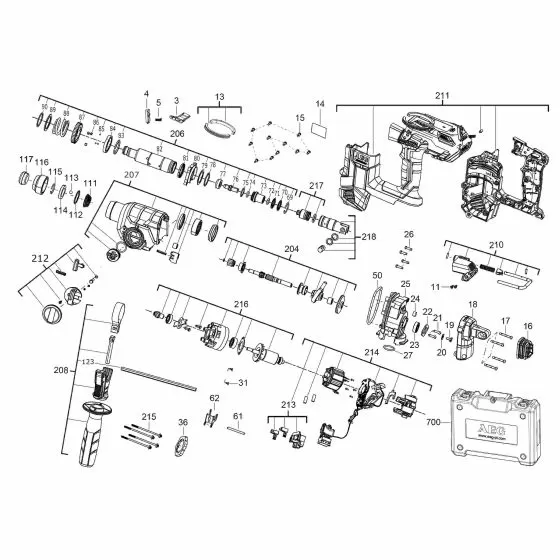 Buy A AEG BBH18BLLI401C  Spare part or Replacement part for Your SDS Hammer and Fix Your Machine Today