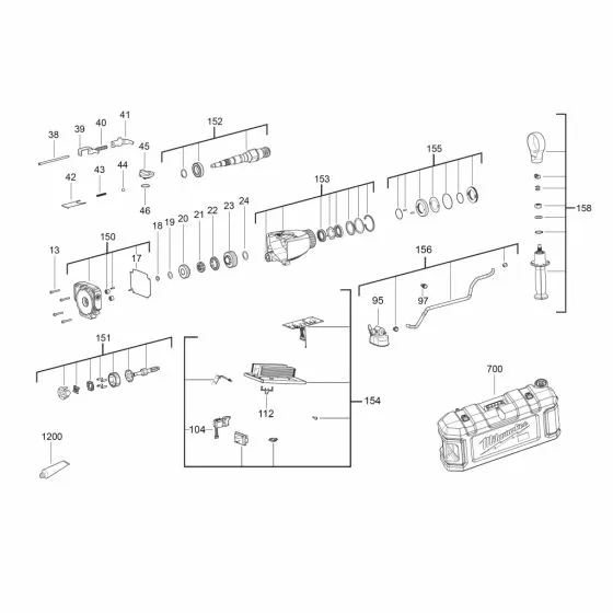 Milwaukee MXF DCD150 Spare Parts List Serial No 4000474605