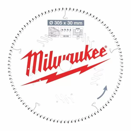 Milwaukee 305mm x 30mm 100T Wood Cutting Mitre Saw Blade 4932471322 