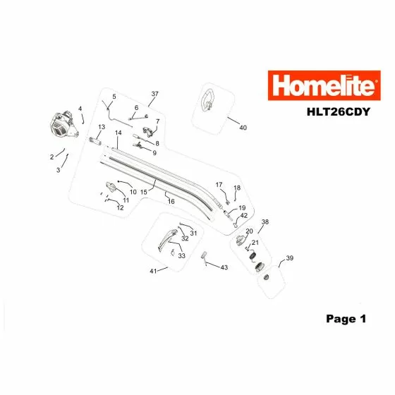 Homelite HLT26CDY Spare Parts List Type: 5134000069 