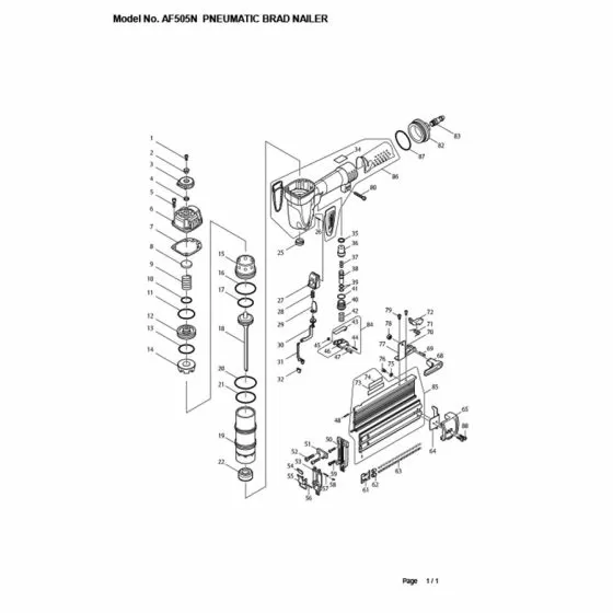 Buy A Makita AF505N Spare part or Replacement part for Your Air Powered Nailer and Stapler and Fix Your Machine Today
