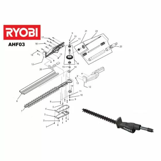 Buy A Ryobi AHF03  Spare part or Replacement part for Your Hedge Trimmer and Fix Your Machine Today