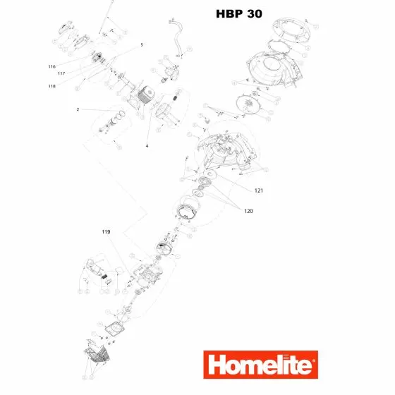 Homelite HBP30 Spare Parts List Type: 1000083973