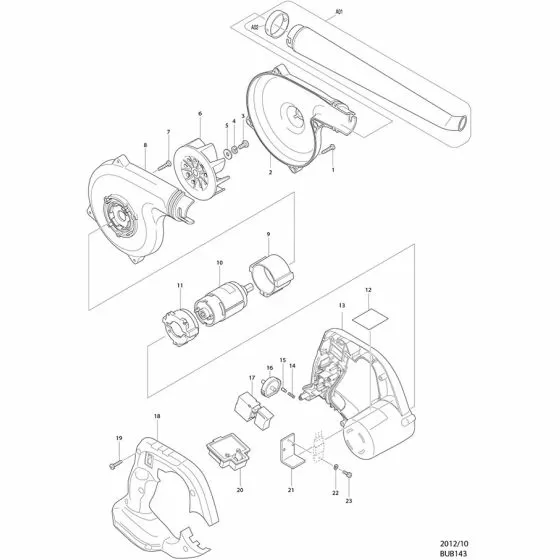 Makita BUB143 Spare Parts List