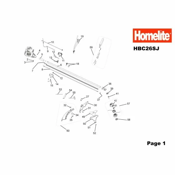 Homelite HBC26SJ Spare Parts List Type: 5134000005