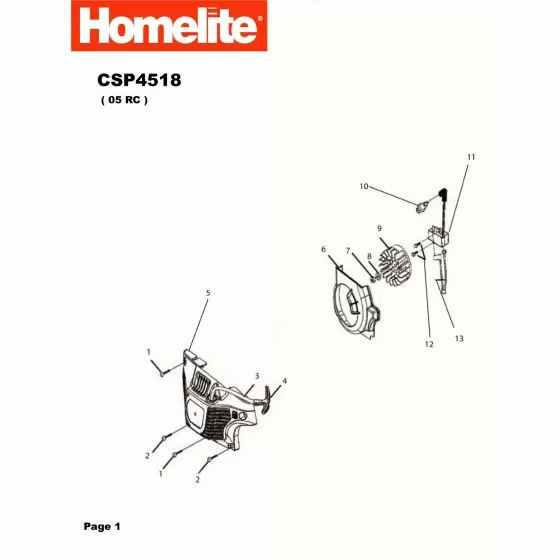 Homelite csp4518 Spare Parts List Type: 1000083911