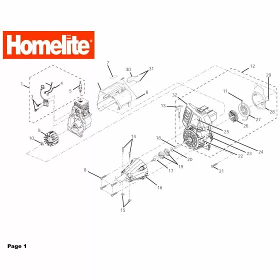 Homelite F3055 Spare Parts List Type: 1000083912 